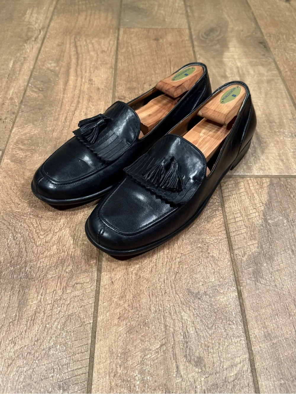 Bragano Men’s Shoes Size 10.5 M Black Leather Kiltie Tassel Loafers Size